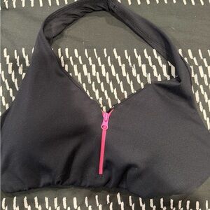 Black Halter Top with Pink Zipper